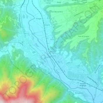 Frascone topographic map, elevation, terrain