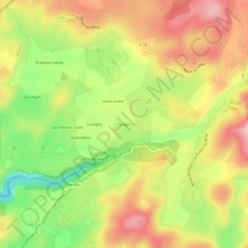 Fangas topographic map, elevation, terrain