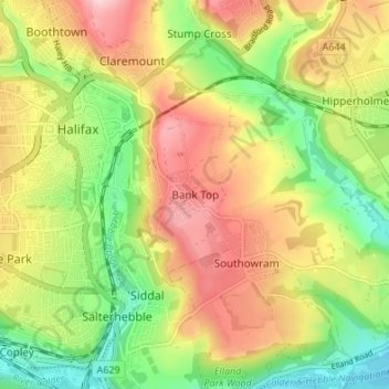 Bank Top topographic map, elevation, terrain