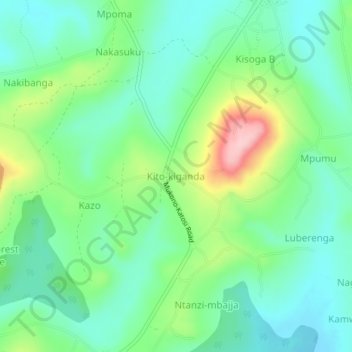 Kito-kiganda topographic map, elevation, terrain