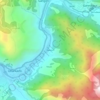 Mandav topographic map, elevation, terrain