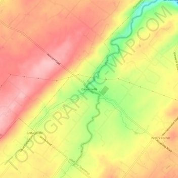 Carversville topographic map, elevation, terrain