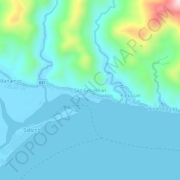 San Sebastian topographic map, elevation, terrain