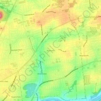 Butztown topographic map, elevation, terrain