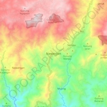 Nawangan topographic map, elevation, terrain