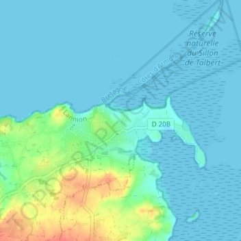 Run Traou topographic map, elevation, terrain