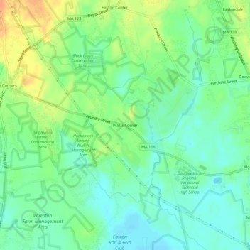 Pratts Corner topographic map, elevation, terrain
