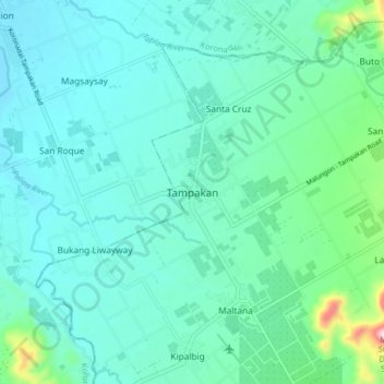 Tampakan topographic map, elevation, terrain