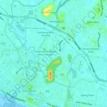 Kampung Durian Daun Dalam topographic map, elevation, terrain