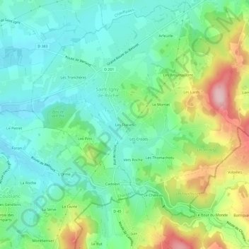 Les Traives topographic map, elevation, terrain