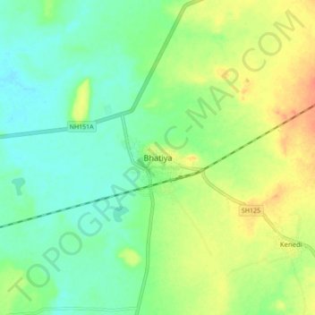 Bhatiya topographic map, elevation, terrain
