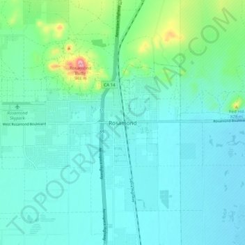 Rosamond topographic map, elevation, terrain