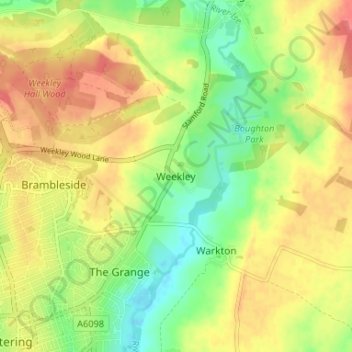 Weekley topographic map, elevation, terrain