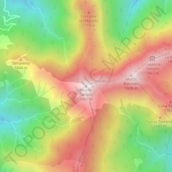 Monte Tamaro topographic map, elevation, terrain