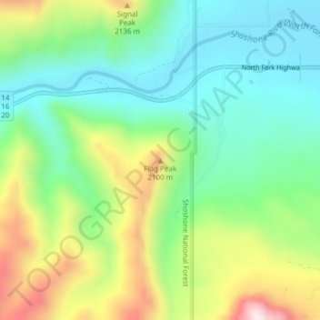 Flag Peak topographic map, elevation, terrain