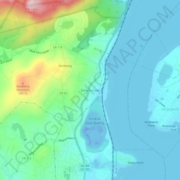 Tomkins Cove topographic map, elevation, terrain