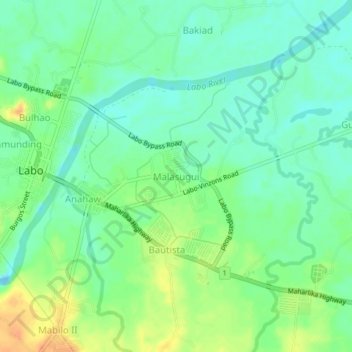 Malasugui topographic map, elevation, terrain