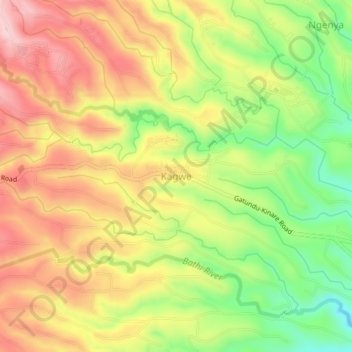Kagwe topographic map, elevation, terrain
