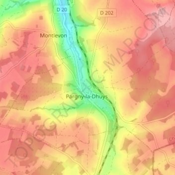 Proche les Venets topographic map, elevation, terrain