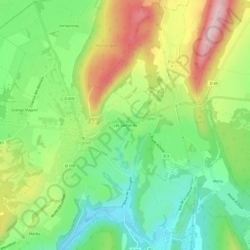 Les Tanneries topographic map, elevation, terrain