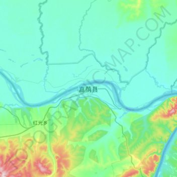 嘉荫县 topographic map, elevation, terrain