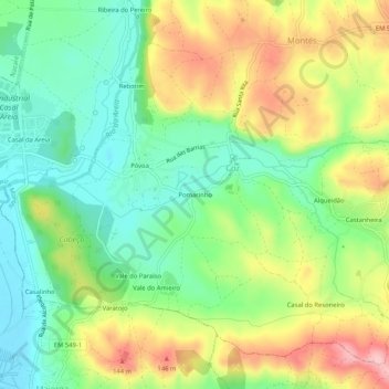 Pomarinho topographic map, elevation, terrain
