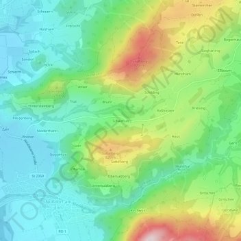 Schadhub topographic map, elevation, terrain