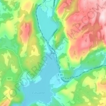 Eide topographic map, elevation, terrain