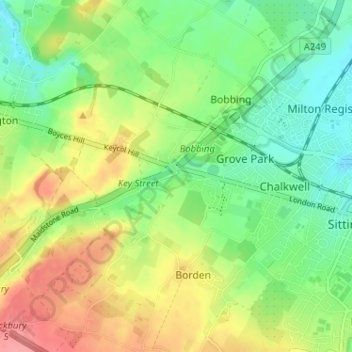 Key Street topographic map, elevation, terrain