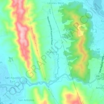 Macalva topographic map, elevation, terrain