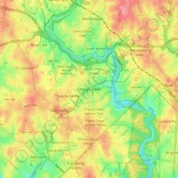Chevy Chase topographic map, elevation, terrain