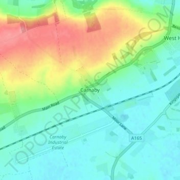 Carnaby topographic map, elevation, terrain