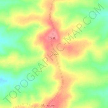 Urela topographic map, elevation, terrain