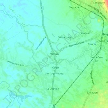 Nabua topographic map, elevation, terrain