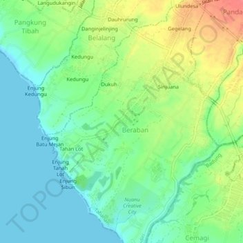Batugaing topographic map, elevation, terrain