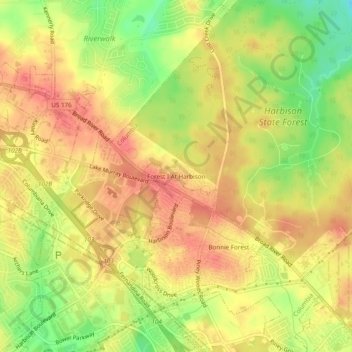 Forest I At Harbison topographic map, elevation, terrain