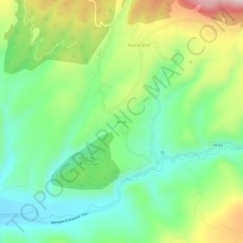 Arak topographic map, elevation, terrain