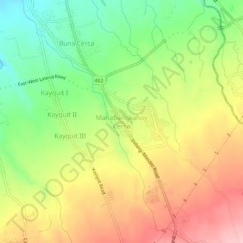 Mahabangkahoy Cerca topographic map, elevation, terrain