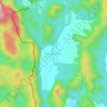 Wang Kelian topographic map, elevation, terrain