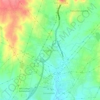 Kaggalipura topographic map, elevation, terrain