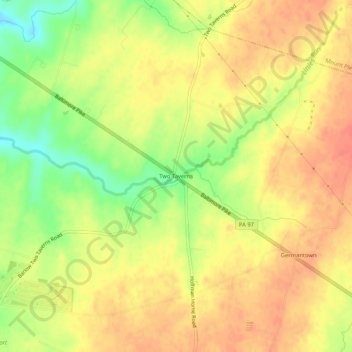 Two Taverns topographic map, elevation, terrain