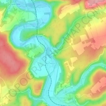 Nailly topographic map, elevation, terrain