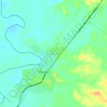 Mapurite topographic map, elevation, terrain