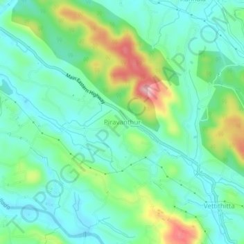 Piravanthur topographic map, elevation, terrain