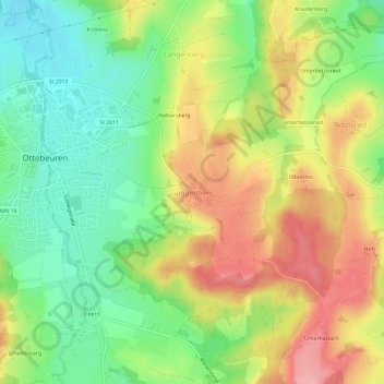 Guggenberg topographic map, elevation, terrain