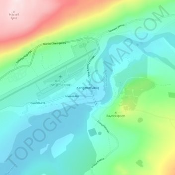 Kangerlussuaq topographic map, elevation, terrain