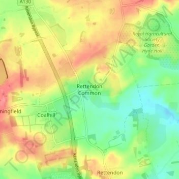 Rettendon Common topographic map, elevation, terrain