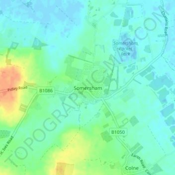 Somersham topographic map, elevation, terrain