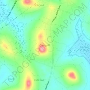 Sango B topographic map, elevation, terrain