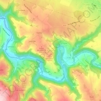 Castan topographic map, elevation, terrain
